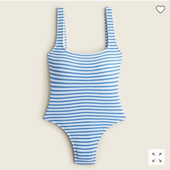 NWT J.CREW Textured squareneck one-piece in stripe - Picture 2 of 4